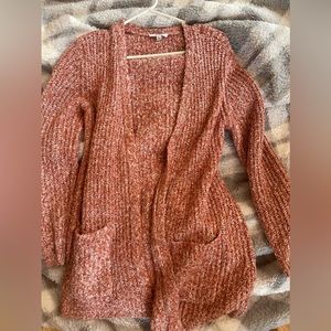 BB Dakota Looser knit rust colored long cardigan size Large